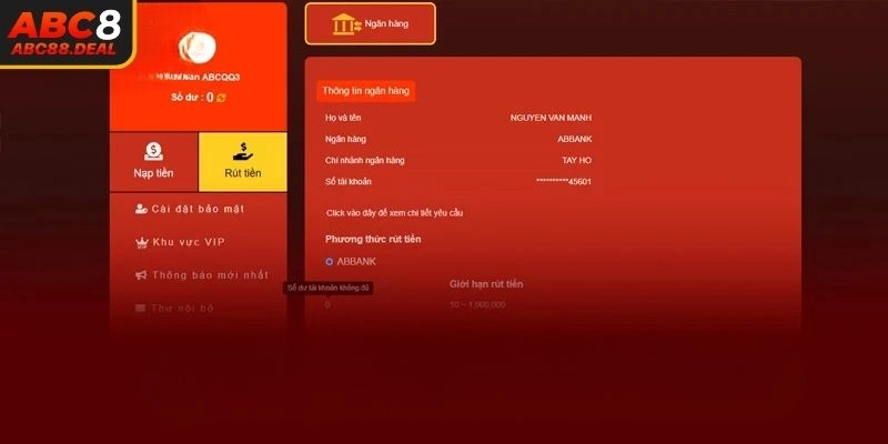 5 bước rút tiền ABC8 chi tiết